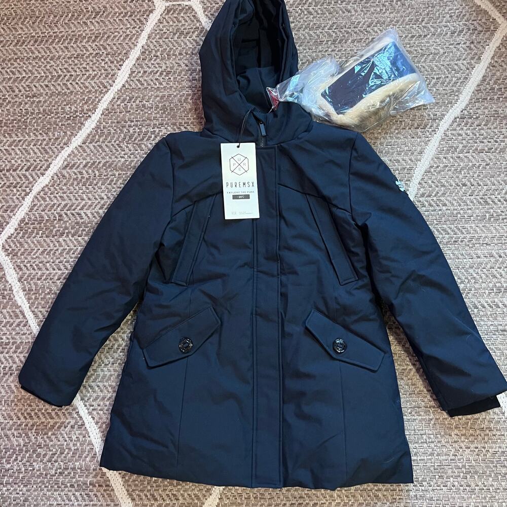 PUREMSX Coat for Women Insulated Long Thick Fur Hood Puffer SZ Large